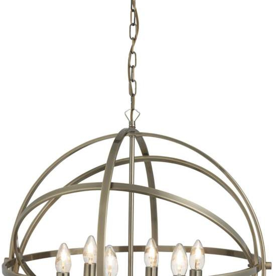 Lampadario Industrial-Nordico Orbita Acciaio Ottone 6 Luci E14 2476-6AB