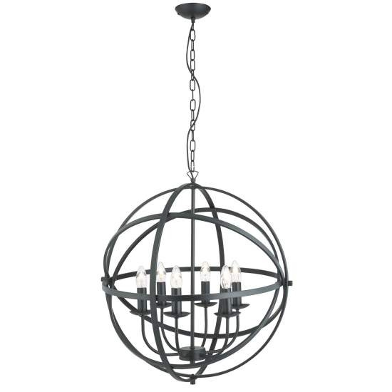 Lampadario Industrial-Nordico Orbita Acciaio Nero 6 Luci E14 2476-6BK