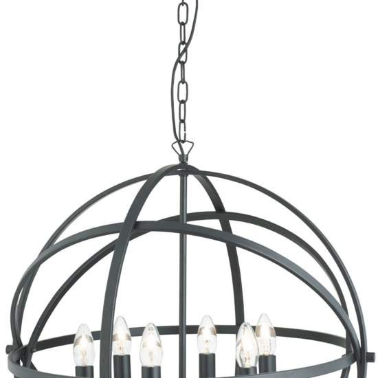 Lampadario Industrial-Nordico Orbita Acciaio Nero 6 Luci E14 2476-6BK