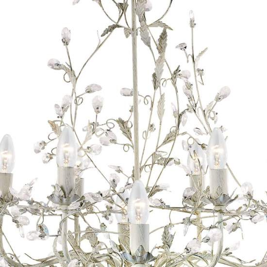 Lampadario Classico Almandita Acciaio Bianco Vetro Oro 12 Luci E14 24912-12CR