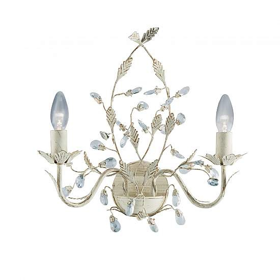 Applique Classica Almandita Acciaio Bianco Vetro Oro 2 Luci E14 2492-2CR