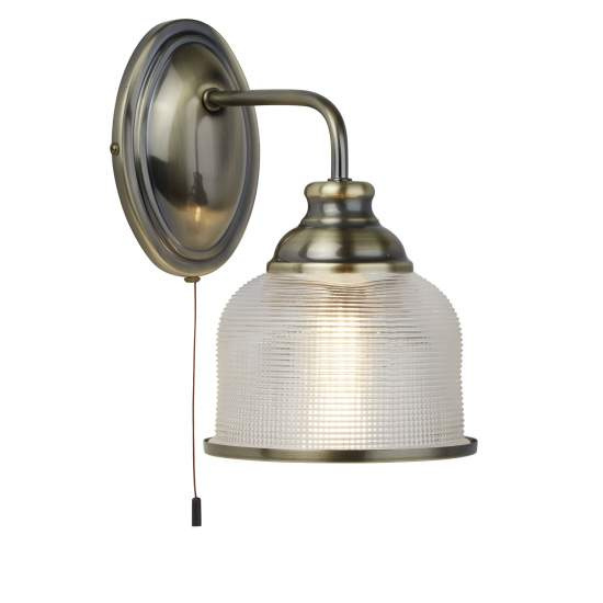 Applique Contemporanea Bistrot Ii Acciaio Ottone Vetro Trasparente 1 Luce E27 2671-1AB