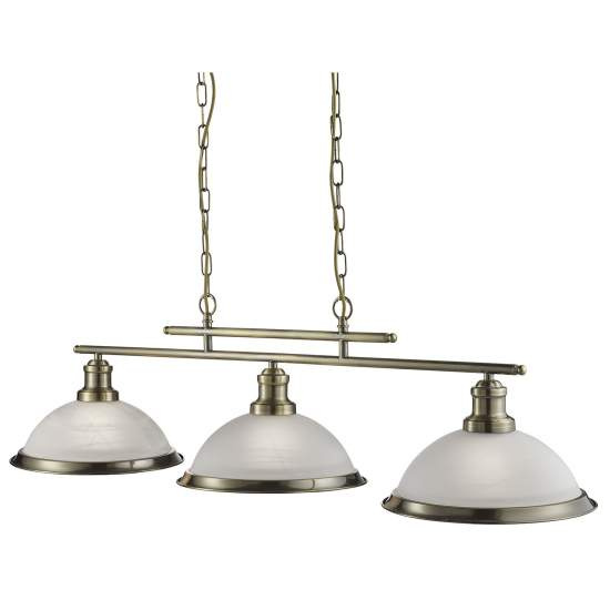 Lampadario Contemporaneo Bistro Acciaio Ottone Vetro 3 Luci E27 2683-3AB