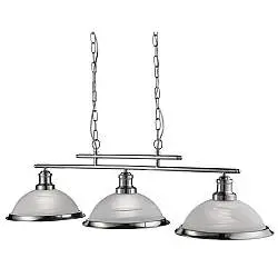 Lampadario Contemporaneo Bistro Acciaio Argento Vetro 3 Luci E27