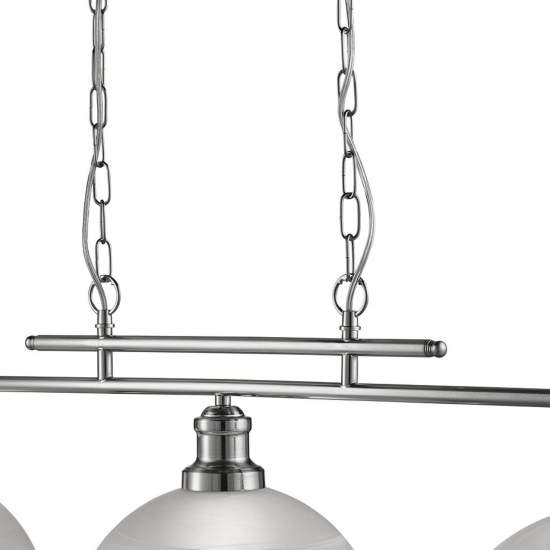 Lampadario Contemporaneo Bistro Acciaio Argento Vetro 3 Luci E27 2683-3SS