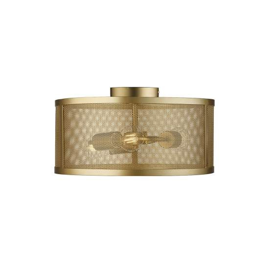 Plafoniera Industrial-Nordico Rete Acciaio Oro 3 Luci E27 2843-3GO