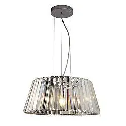 Lampadario Contemporaneo Tiara Acciaio Cromo Vetro Trasparente 5 Luci E14