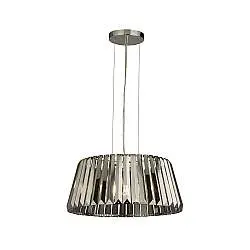 Lampadario Contemporaneo Tiara Acciaio Cromo Cristallo Fumè 5 Luci E14