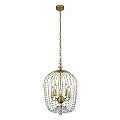 Lampadario Contemporaneo Shower Acciaio Oro Vetro Trasparente 5 Luci E14 30216-5GO
