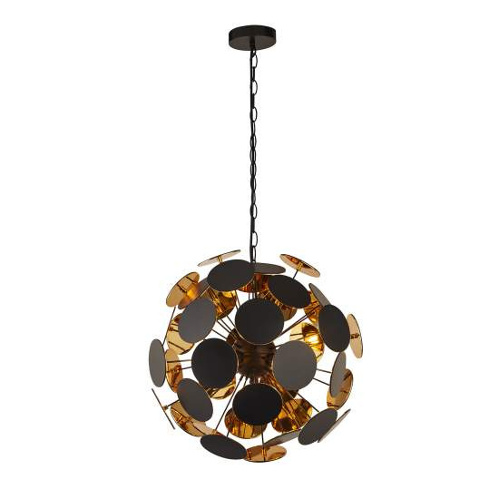 Lampadario Contemporaneo Disco Acciaio Nero Policarbonato Oro 4 Luci E14 3074-4BG