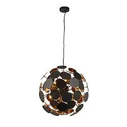 Lampadario Contemporaneo Disco Acciaio Nero Policarbonato Oro 6 Luci E14