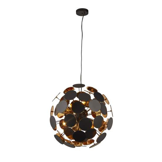 Lampadario Contemporaneo Disco Acciaio Nero Policarbonato Oro 6 Luci E14 3076-6BG