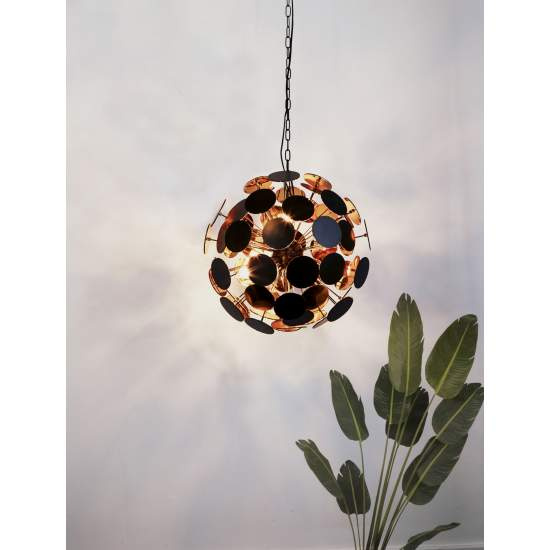 Lampadario Contemporaneo Disco Acciaio Nero Policarbonato Oro 6 Luci E14 3076-6BG