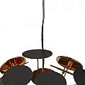 Lampadario Contemporaneo Disco Acciaio Nero Policarbonato Oro 6 Luci E14 3076-6BG