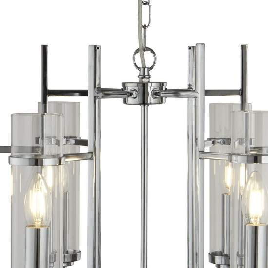 Lampadario Contemporaneo Milo Acciaio Cromo Vetro 6 Luci E14 3096-6CC