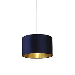 Paralume Contemporaneo Velluto Acciaio Blu Tessuto Oro