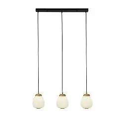 Lampadario Contemporaneo Ella Acciaio Bianco Vetro Nero 3 Luci E14