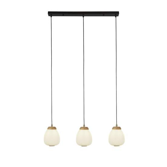 Lampadario Contemporaneo Ella Acciaio Bianco Vetro Nero 3 Luci E14 31411-3NA
