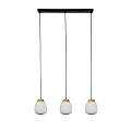 Lampadario Contemporaneo Ella Acciaio Bianco Vetro Nero 3 Luci E14 31411-3NA