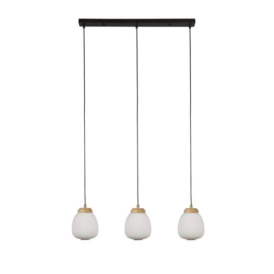 Lampadario Contemporaneo Ella Acciaio Bianco Vetro Nero 3 Luci E14 31411-3NA