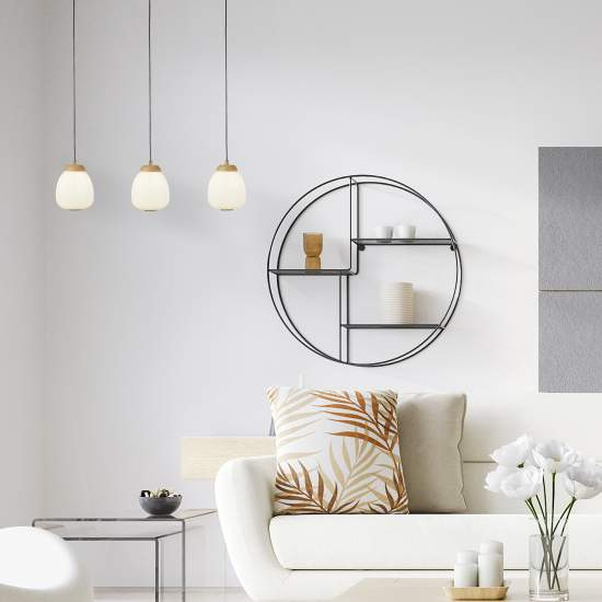 Lampadario Contemporaneo Ella Acciaio Bianco Vetro Nero 3 Luci E14 31411-3NA