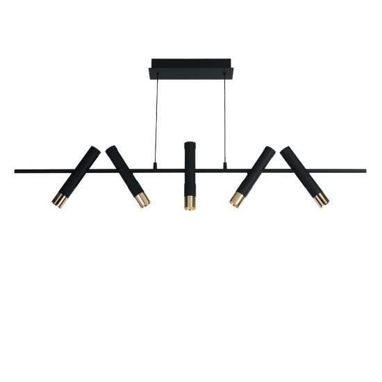 Lampadario Moderno Cilindro Acciaio Nero Oro Led 16W 3000K 31651-5BK