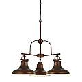 Lampadario Rustico-Country Dallas Acciaio Marrone Bianco 3 Luci E27 3183-3BZ
