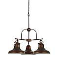 Lampadario Rustico-Country Dallas Acciaio Marrone Bianco 3 Luci E27 3183-3BZ