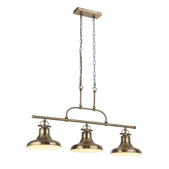 Lampadario Rustico-Country Dallas Acciaio Ottone 3 Luci E27 3193-3AB