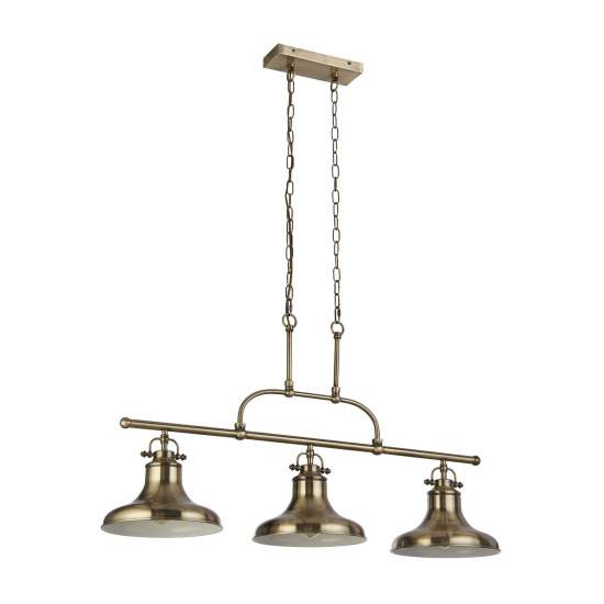 Lampadario Rustico-Country Dallas Acciaio Ottone 3 Luci E27 3193-3AB