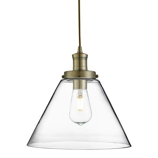 Sospensione Contemporanea Piramide Acciaio Ottone Vetro Trasparente 1 Luce E27 3228AB