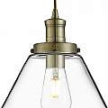 Sospensione Contemporanea Piramide Acciaio Ottone Vetro Trasparente 1 Luce E27 3228AB