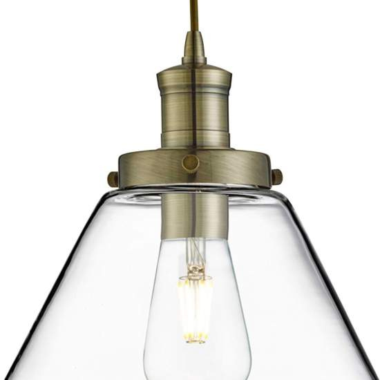 Sospensione Contemporanea Piramide Acciaio Ottone Vetro Trasparente 1 Luce E27 3228AB