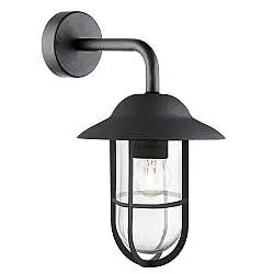 Applique Classica Toronto Acciaio Nero Vetro Trasparente 1 Luce E27