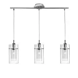 Lampadario Contemporaneo Duo 1 Acciaio Cromo 3 Luci E14