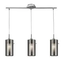 Lampadario Contemporaneo Duo 2 Acciaio Cromo Vetro 3 Luci E14