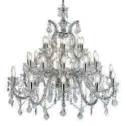 Lampadario Classico Marie Therese Acciaio Cromo Vetro Trasparente 30 Luci E14