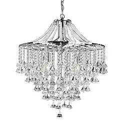 Lampadario Classico Dorchester Acciaio Cromo Vetro 5 Luci E14