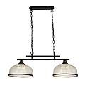 Lampadario Rustico-Country Highworth Acciaio Nero Vetro Trasparente 2 Luci E27 3592-2BK