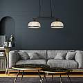Lampadario Rustico-Country Highworth Acciaio Nero Vetro Trasparente 2 Luci E27 3592-2BK