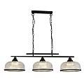 Lampadario Rustico-Country Highworth Acciaio Bianco Vetro Nero 3 Luci E27 3593-3BK