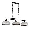 Lampadario Rustico-Country Highworth Acciaio Bianco Vetro Nero 3 Luci E27 3593-3BK