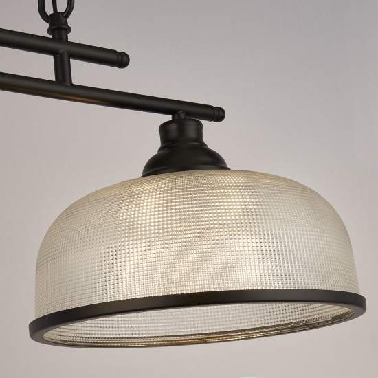 Lampadario Rustico-Country Highworth Acciaio Bianco Vetro Nero 3 Luci E27 3593-3BK