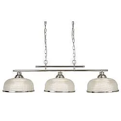 Lampadario Rustico Bistrot Ii Acciaio Argento Vetro Trasparente 3 Luci E27