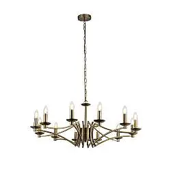 Lampadario Classico Ascot Acciaio Ottone 12 Luci E14