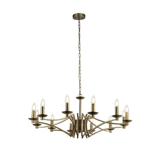 Lampadario Classico Ascot Acciaio Ottone 12 Luci E14 41312-12AB