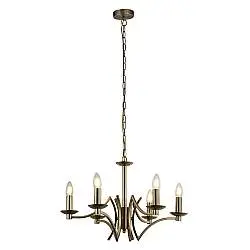 Lampadario Industrial-Nordico Ascot Acciaio Ottone 6 Luci E14
