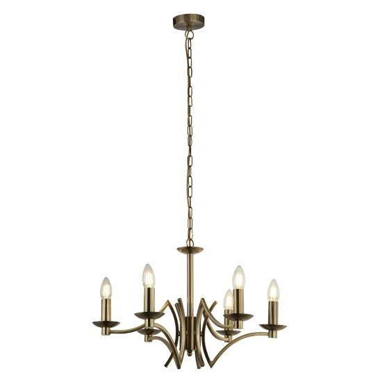 Lampadario Industrial-Nordico Ascot Acciaio Ottone 6 Luci E14 41312-6AB