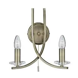 Applique Industrial-Nordico Ascona Acciaio Ottone Vetro 2 Luci E14