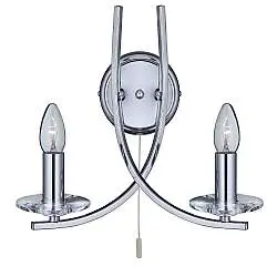 Applique Industrial-Nordico Ascona Acciaio Cromo Vetro 2 Luci E14